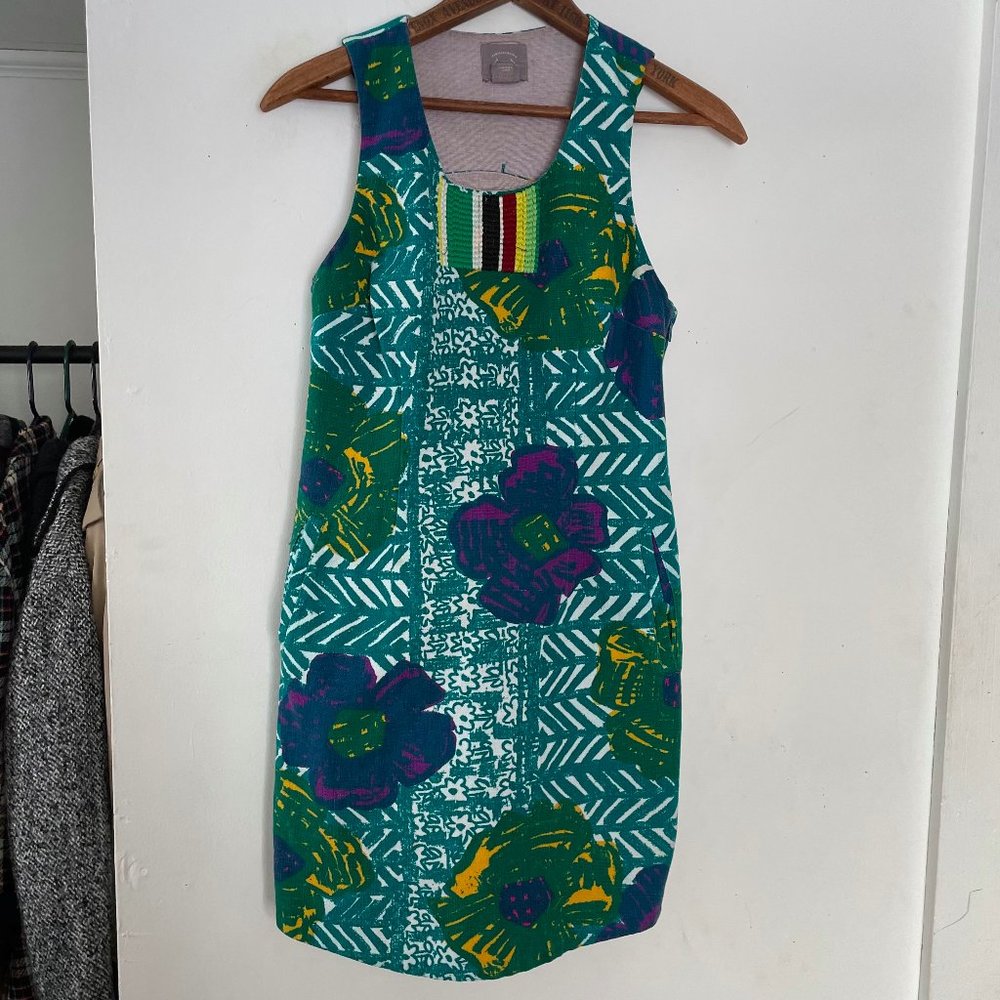 Vanessa Virginia Hibiscus Floral Shift Dress Sz 2